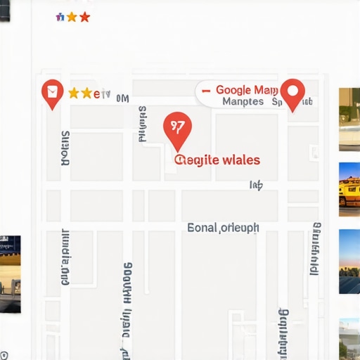 Optimized Google Maps Listing A colorful, engagement-rich Google Maps profile showcasing reviews, images, and local activity icons.