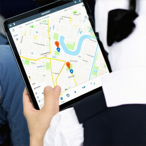 Optimizing Local Maps SEO in 2024 Business owner analyzing local map data on a tablet for Maps SEO strategy.