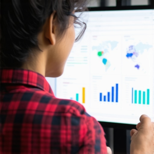 Business owner reviewing local SEO performance data on a digital dashboard.