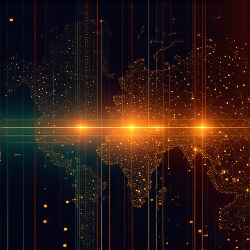 Futuristic digital map with data overlays illustrating layered local signals and semantic clusters.