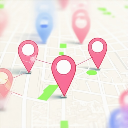 AI-Powered Local Map Analytics Dashboard Futuristic digital map with interconnected community icons and analytics overlays