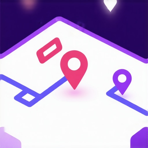 AI-Powered Map Optimization Illustration of digital map integration with AI analytics and local business markers