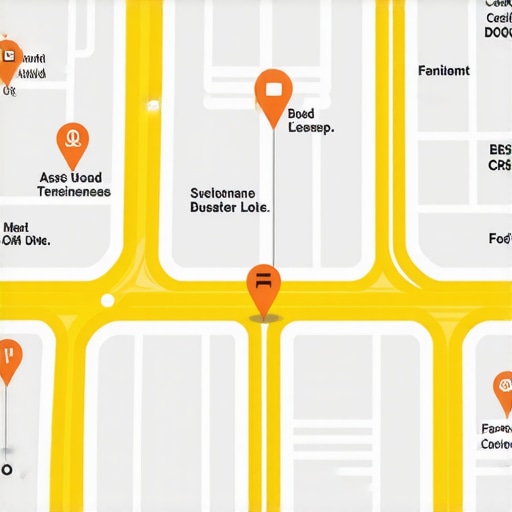 Futuristic city map showing optimized business locations with digital signals