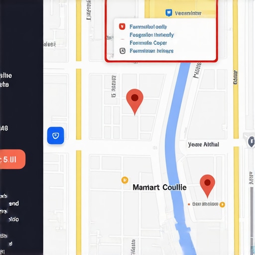 Advanced Maps SEO Visualization Futuristic digital map with AI analytics and community icons