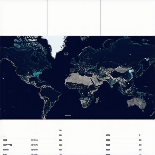 Advanced Maps SEO Visuals A futuristic map interface with data analytics and schema markup representations.