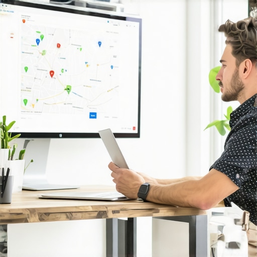 Optimizing Google Maps for Local Search in 2026 Business owner enhancing Google Maps listing with structured data and local keywords