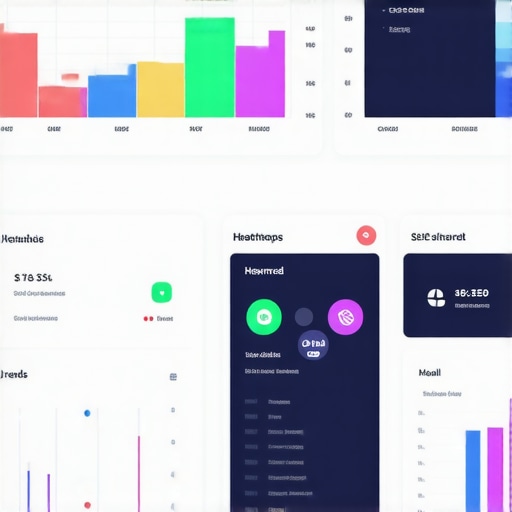 A digital interface showing localized search data analytics, heatmaps, and AI insights for SEO optimization.
