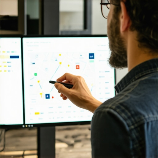 Business owner reviewing local SEO analytics on computer