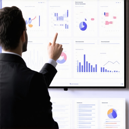 SEO professional examining data dashboards for search optimization strategies.