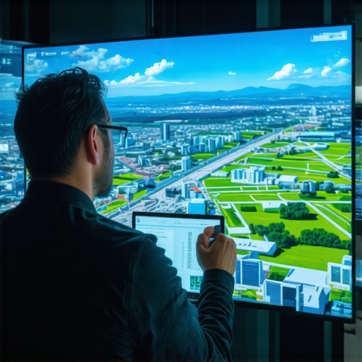 Business owner reviewing augmented reality map features demonstrating immersive local search experience