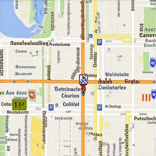 A map with precise geospatial data points and GIS software interface