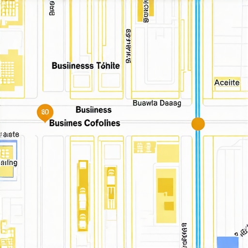 A digital map showing local business areas with data overlays for SEO analysis