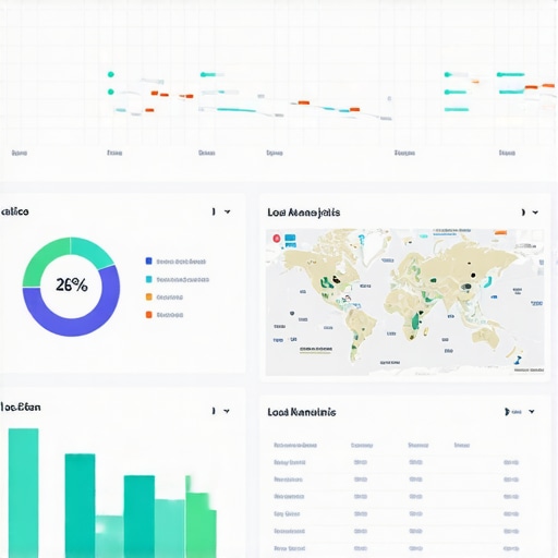 A digital marketing dashboard with local SEO metrics and map visualizations.