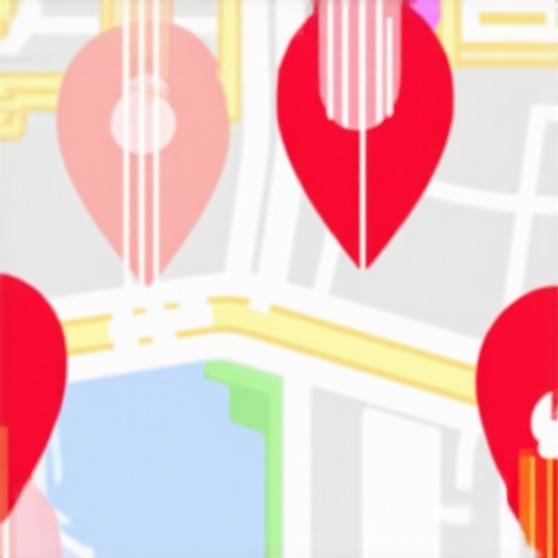 Digital map with interactive points showing local SEO signals.